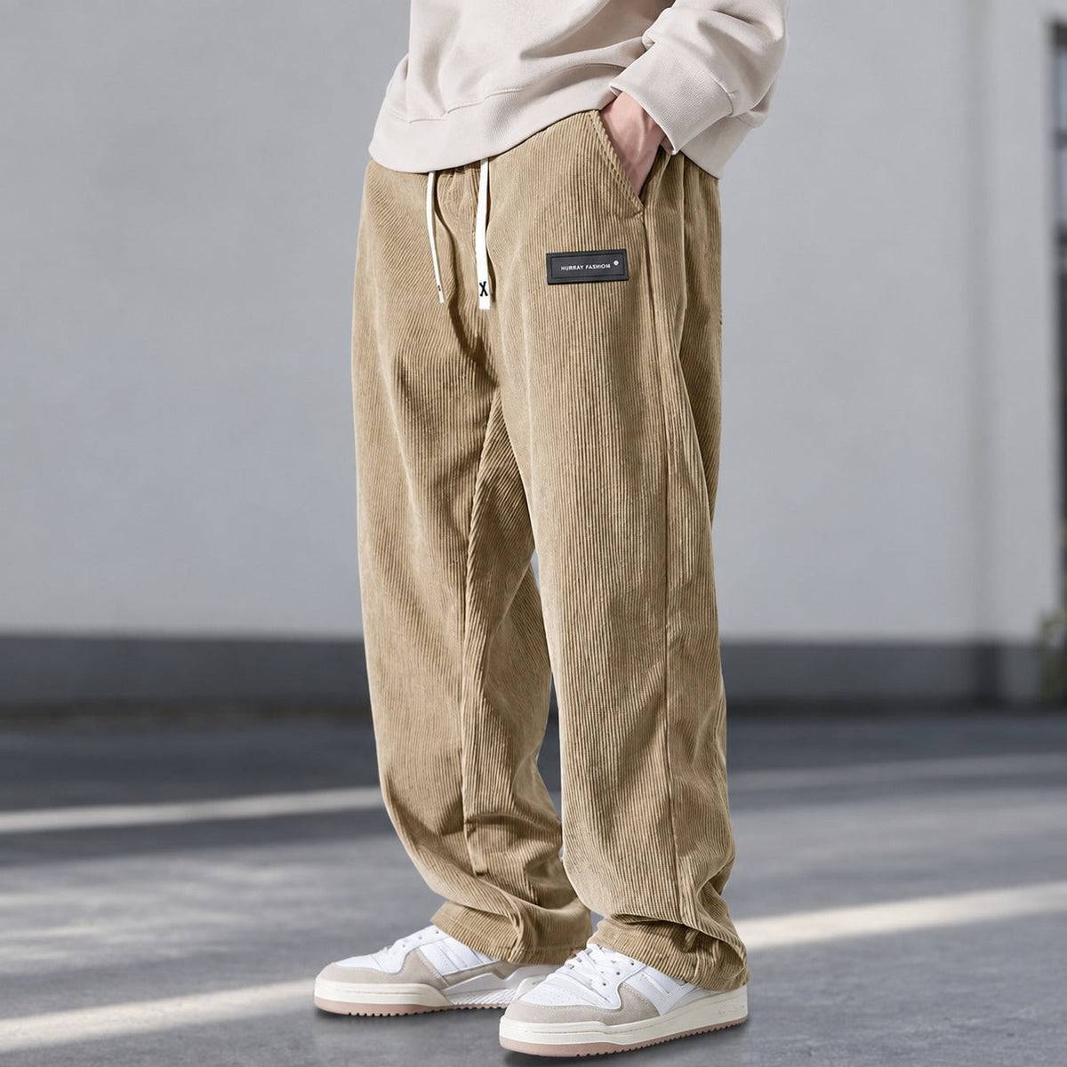 Men's Pants Relaxed Fit with Drawstring and Side Pockets