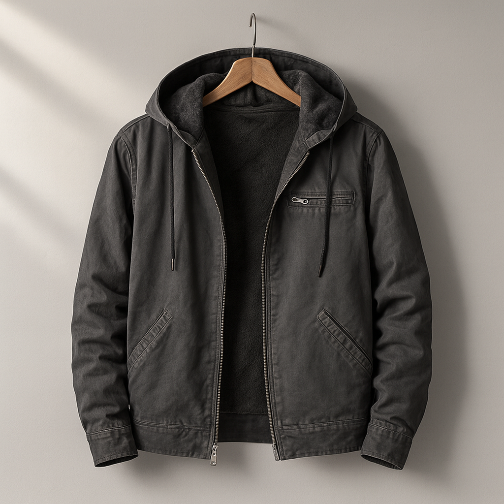 Men's jacket - Hooded, zipper, soft lining, relaxed fit