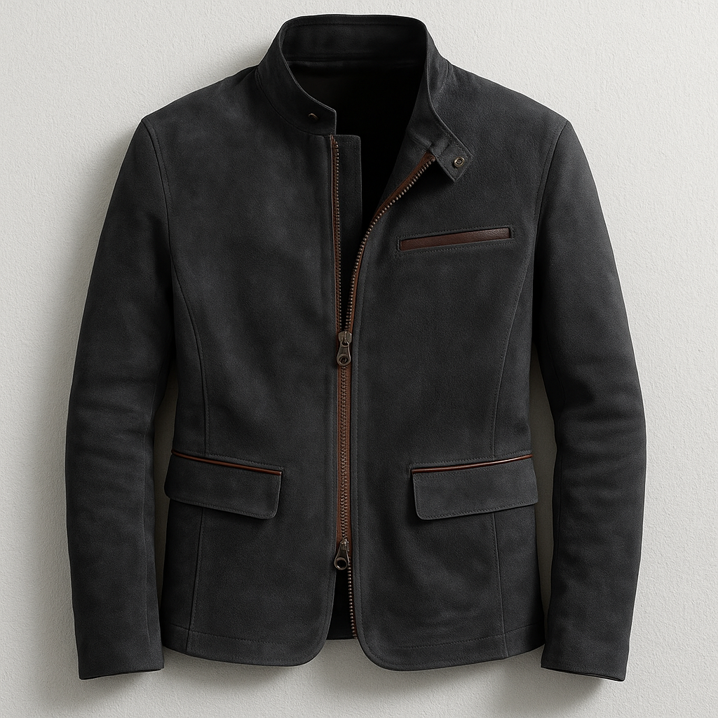 Men's jacket with stand-up collar and zipper - Slim fit with pockets