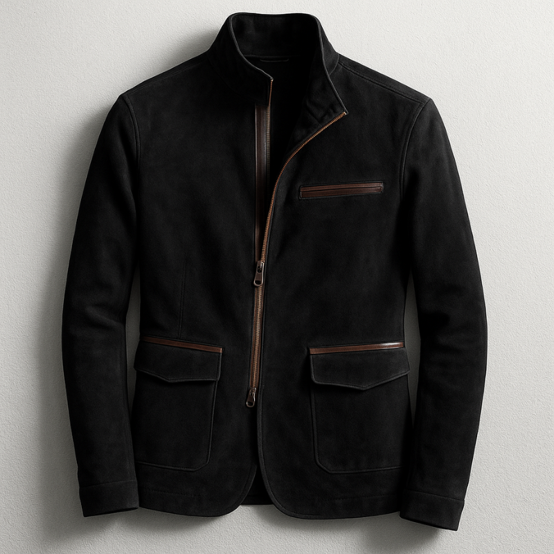 Men's jacket with stand-up collar and zipper - Slim fit with pockets