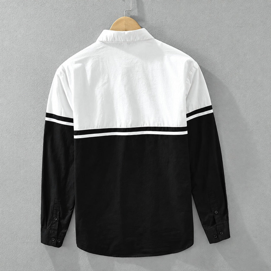 Men's Long Sleeve Shirt with Color Block Design Button Placket Regular Fit