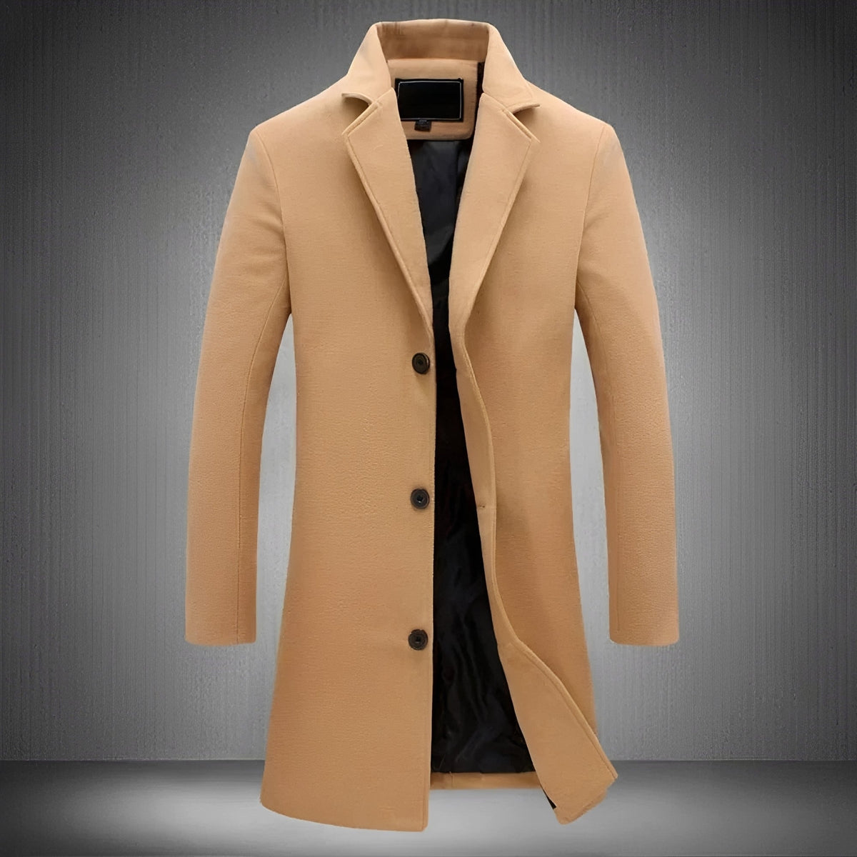 Men's Coat - Classic Lapel, Button Closure, Side Pockets, Regular Fit