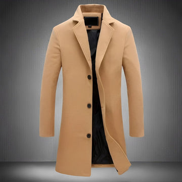 Men's Coat - Classic Lapel, Button Closure, Side Pockets, Regular Fit
