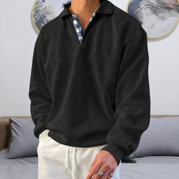 Men's Sweater - V-Neck with Long Sleeves and Collar