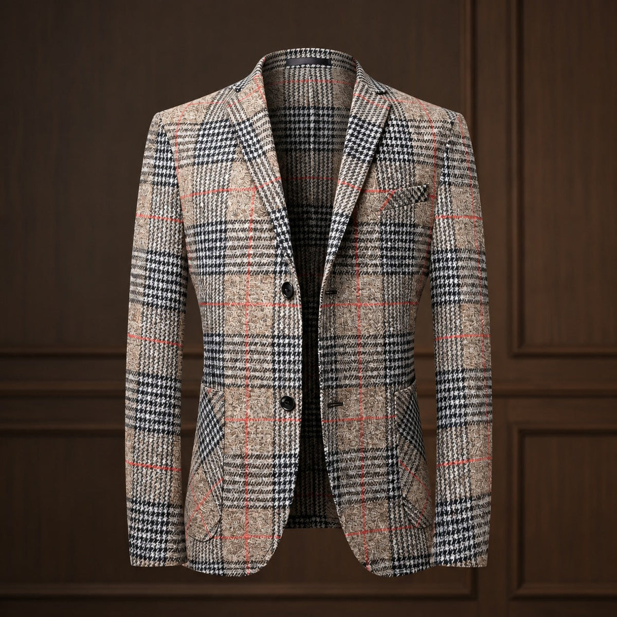 Men's blazer with Glen check pattern, loose fit, soft shoulder design