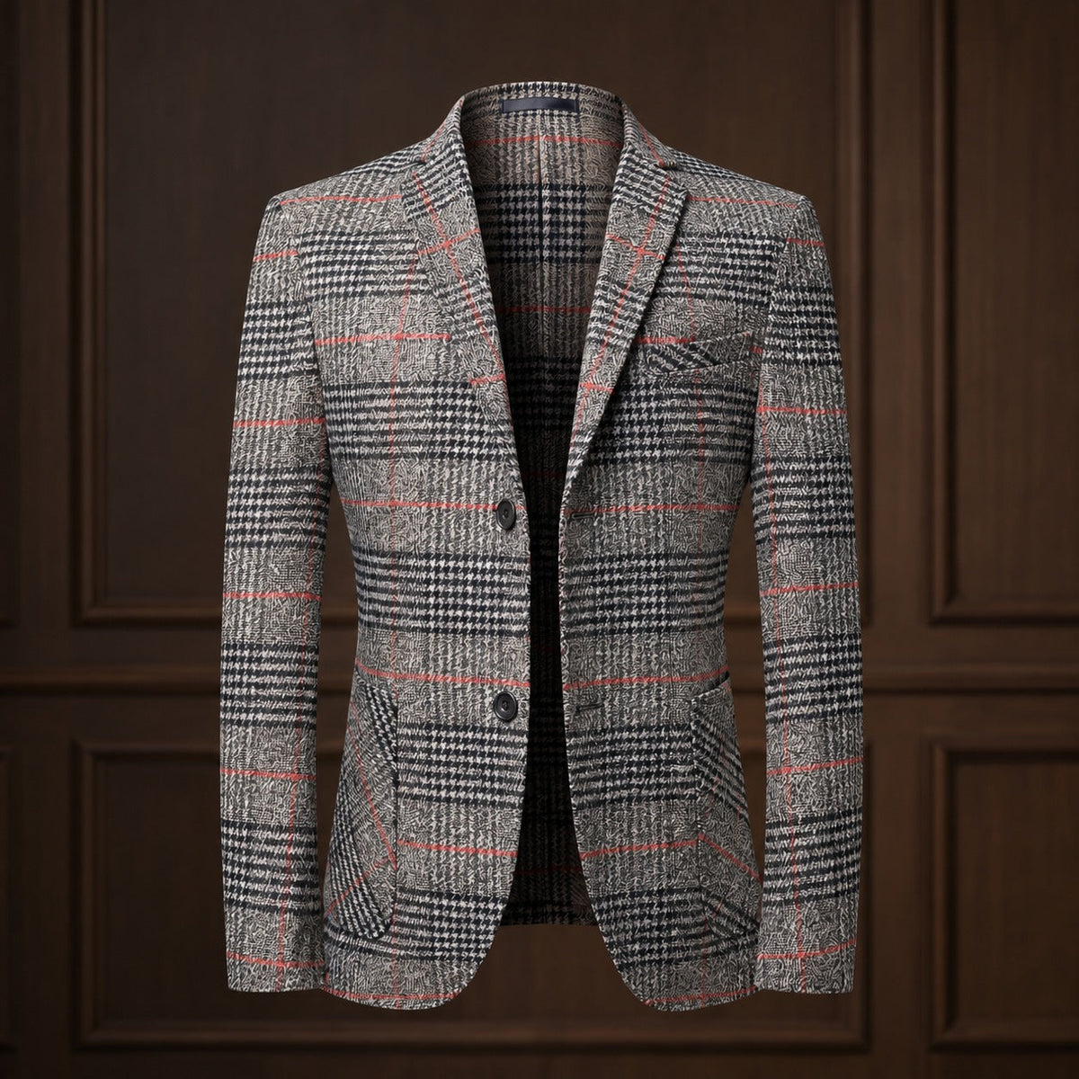 Men's blazer with Glen check pattern, loose fit, soft shoulder design