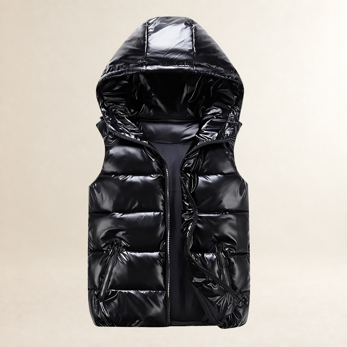 Men's Quilted Vest with Hood - Lightweight, Quilt Design, Zipper Pockets