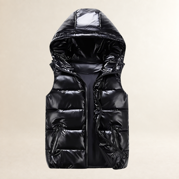 Men's Quilted Vest with Hood - Lightweight, Quilt Design, Zipper Pockets