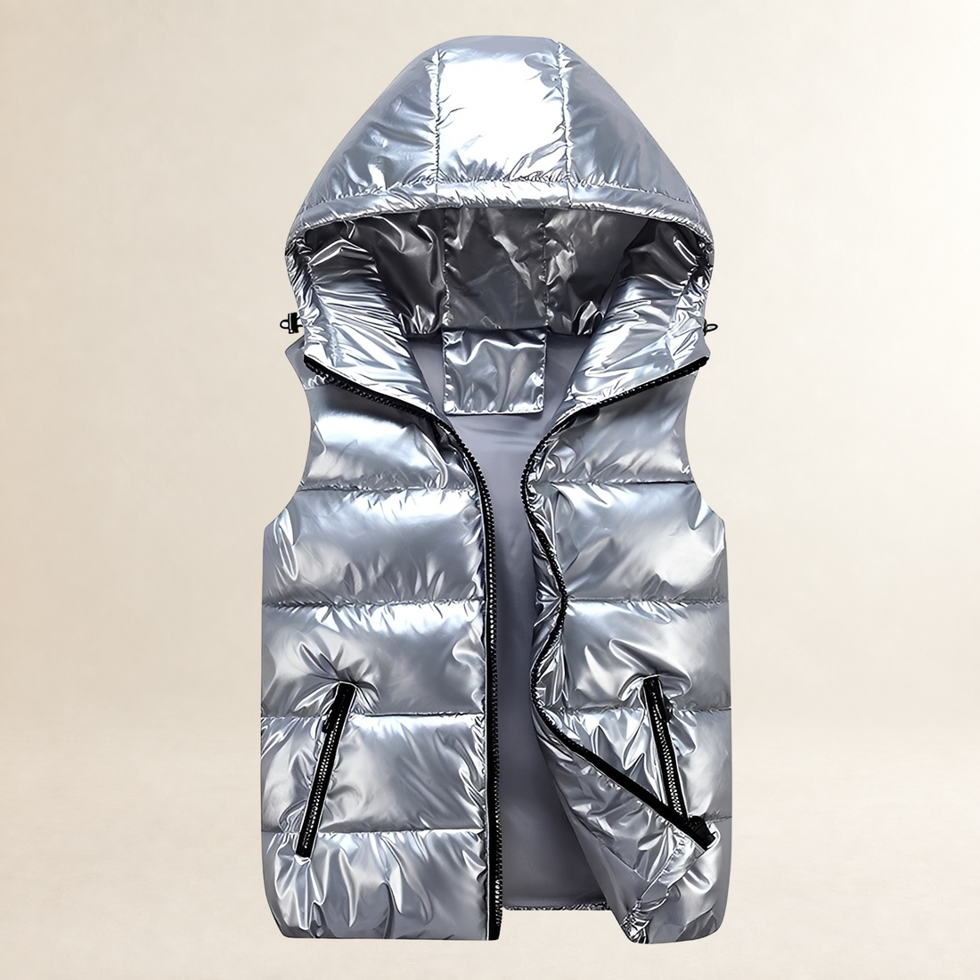 Men's Quilted Vest with Hood - Lightweight, Quilt Design, Zipper Pockets