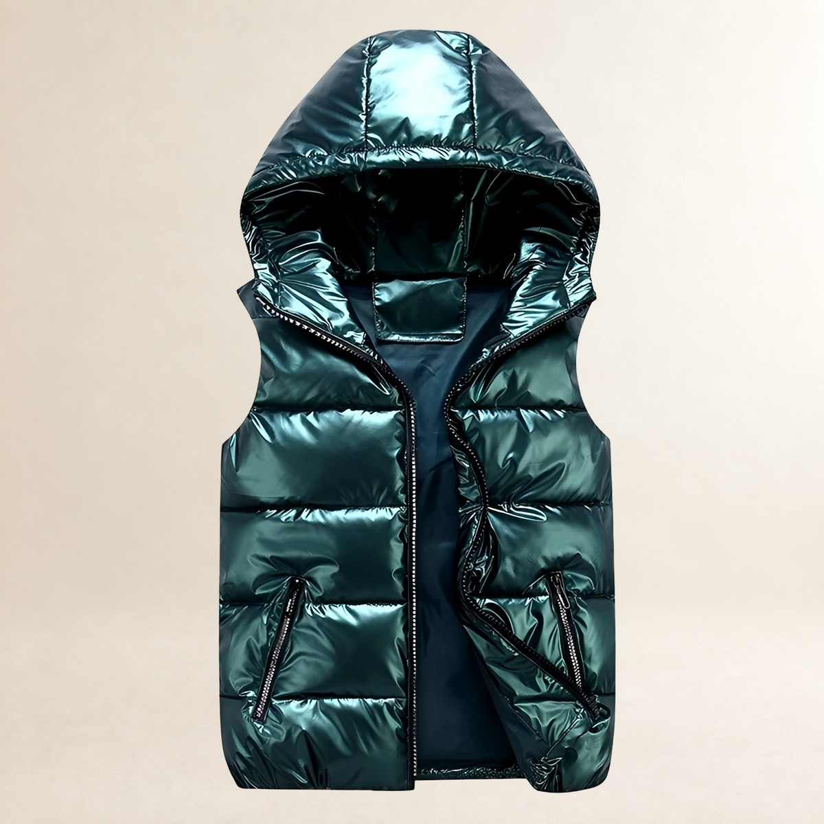 Men's Quilted Vest with Hood - Lightweight, Quilt Design, Zipper Pockets