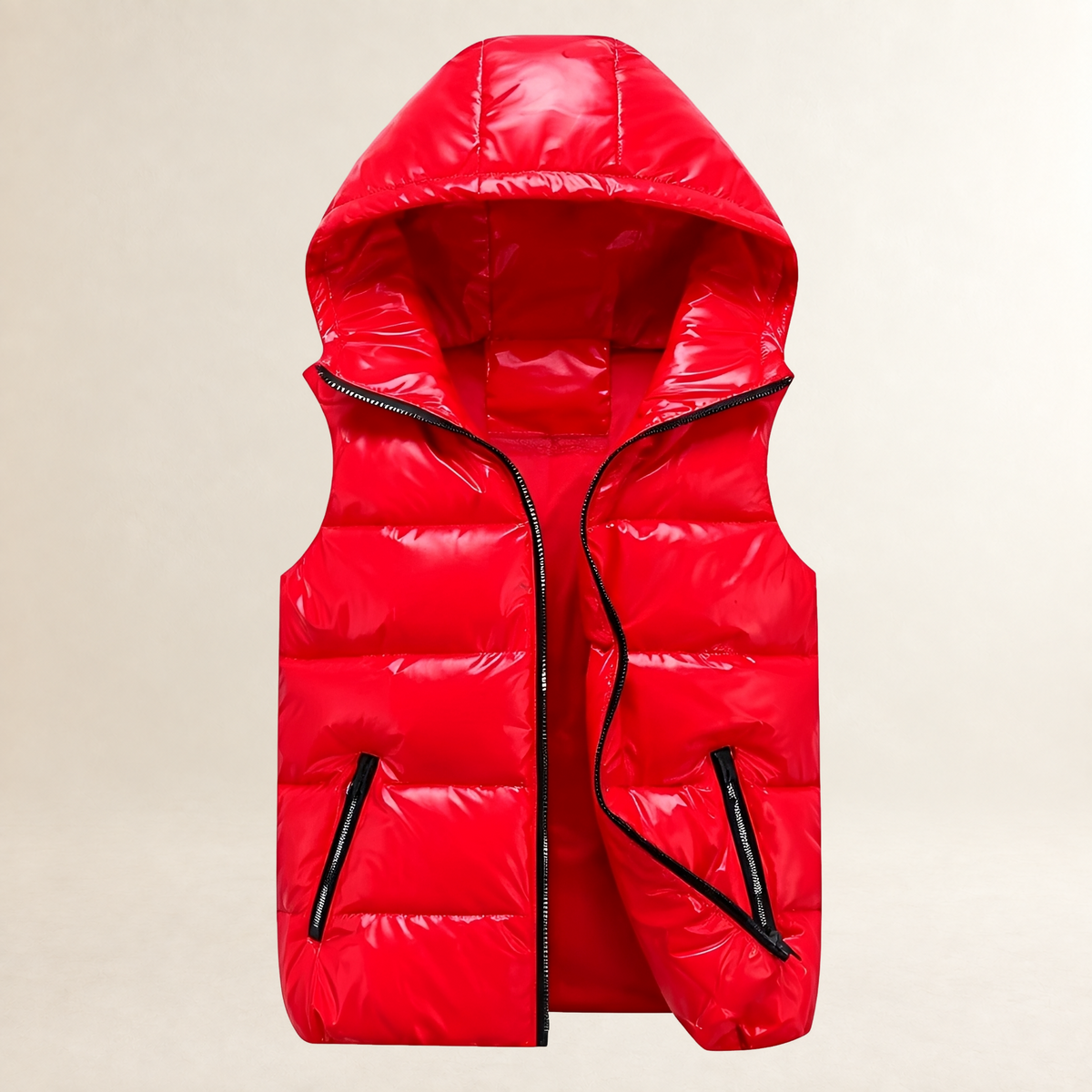 Men's Quilted Vest with Hood - Lightweight, Quilt Design, Zipper Pockets