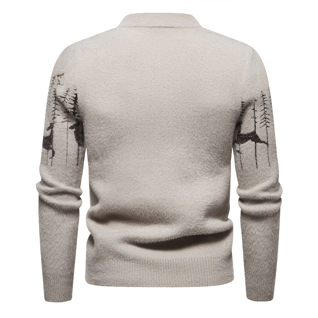 Men's Christmas Sweater with Deer and Forest Pattern Regular Fit