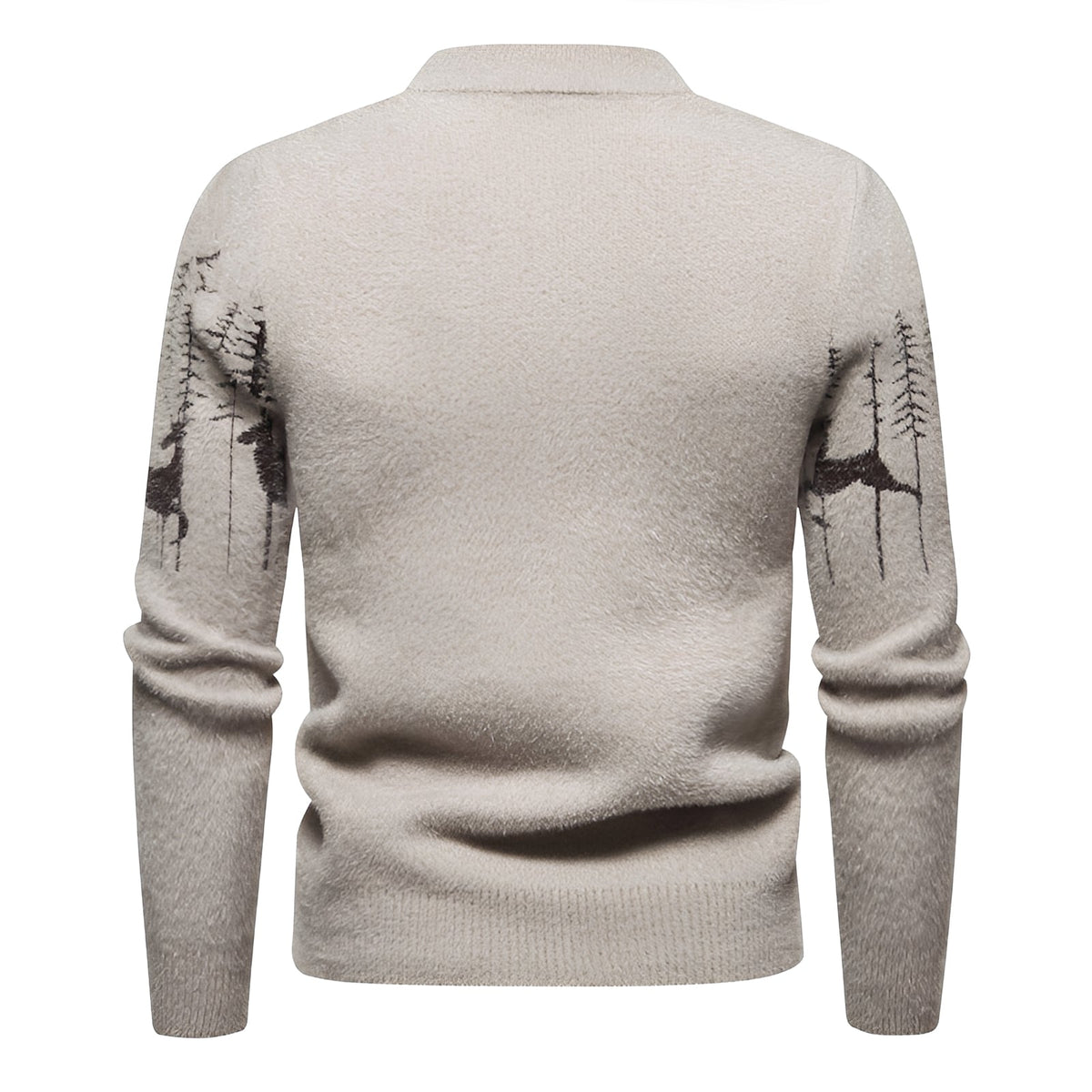 Men's Christmas Sweater with Deer and Forest Pattern Regular Fit