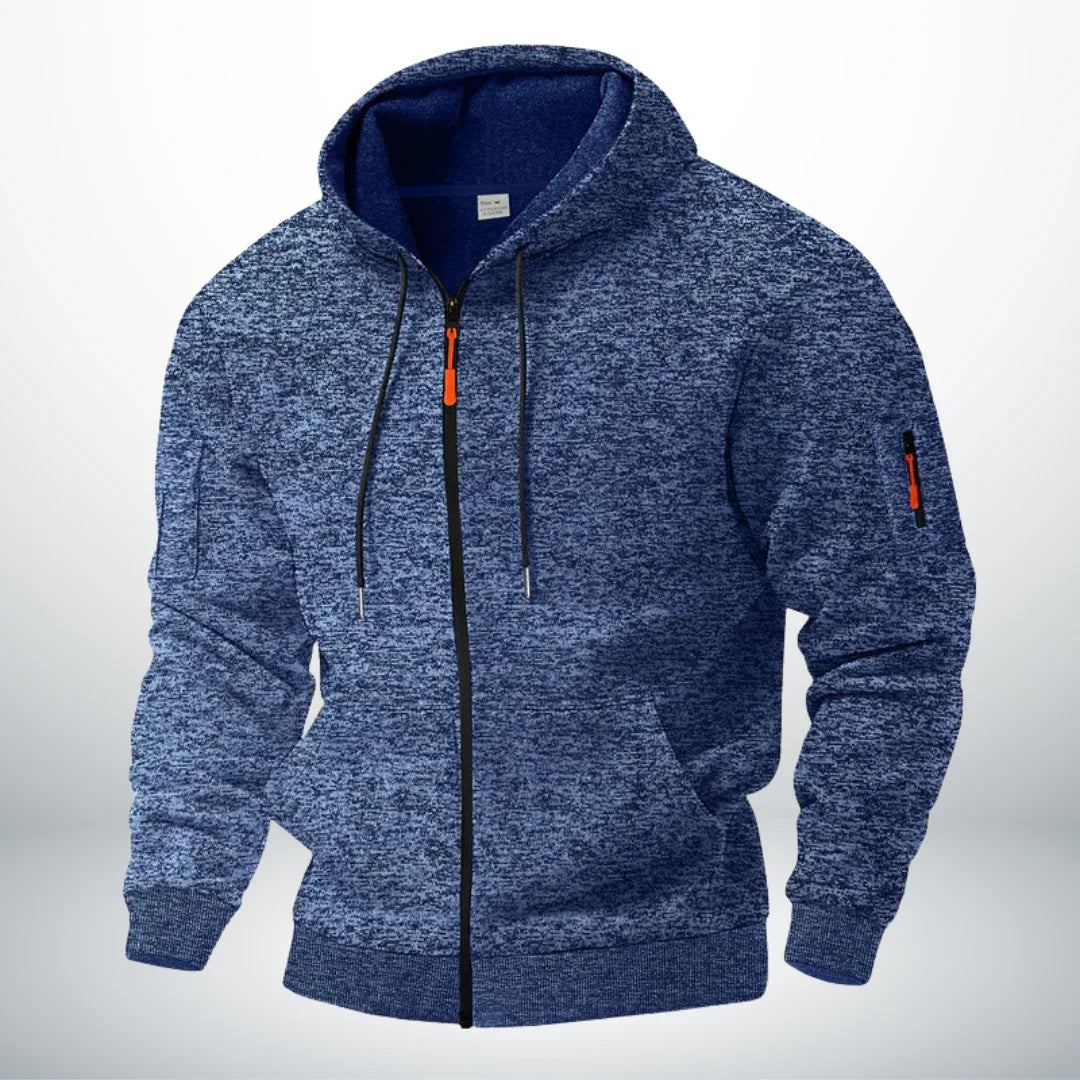 Men's Zip Hoodie with Zipper and Pockets - Structured Cut