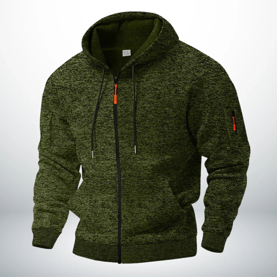 Men's Zip Hoodie with Zipper and Pockets - Structured Cut