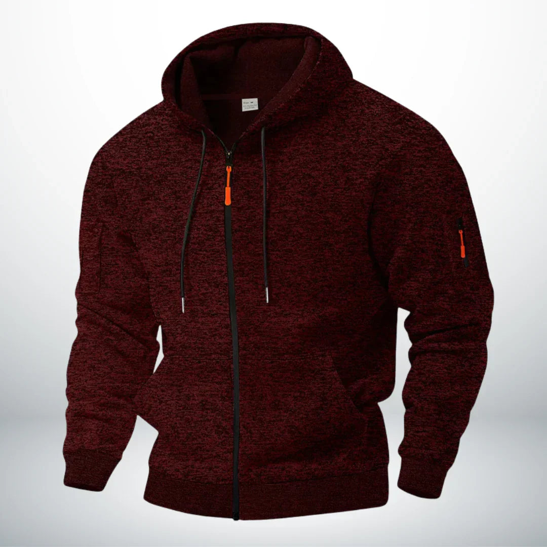 Men's Zip Hoodie with Zipper and Pockets - Structured Cut