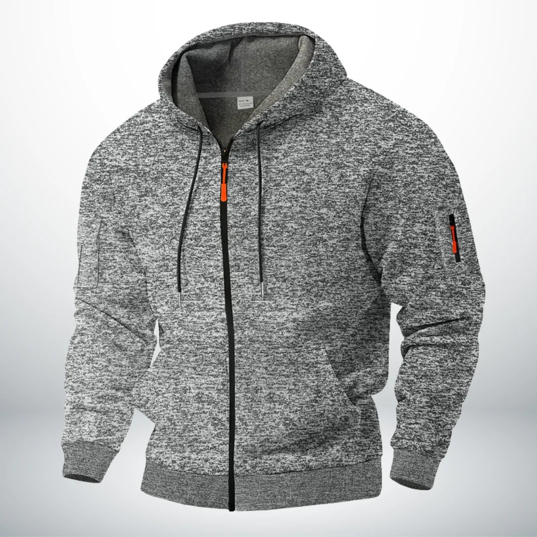 Men's Zip Hoodie with Zipper and Pockets - Structured Cut