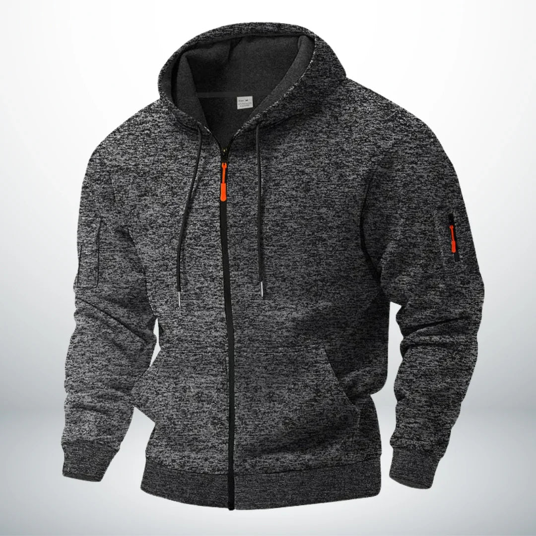 Men's Zip Hoodie with Zipper and Pockets - Structured Cut