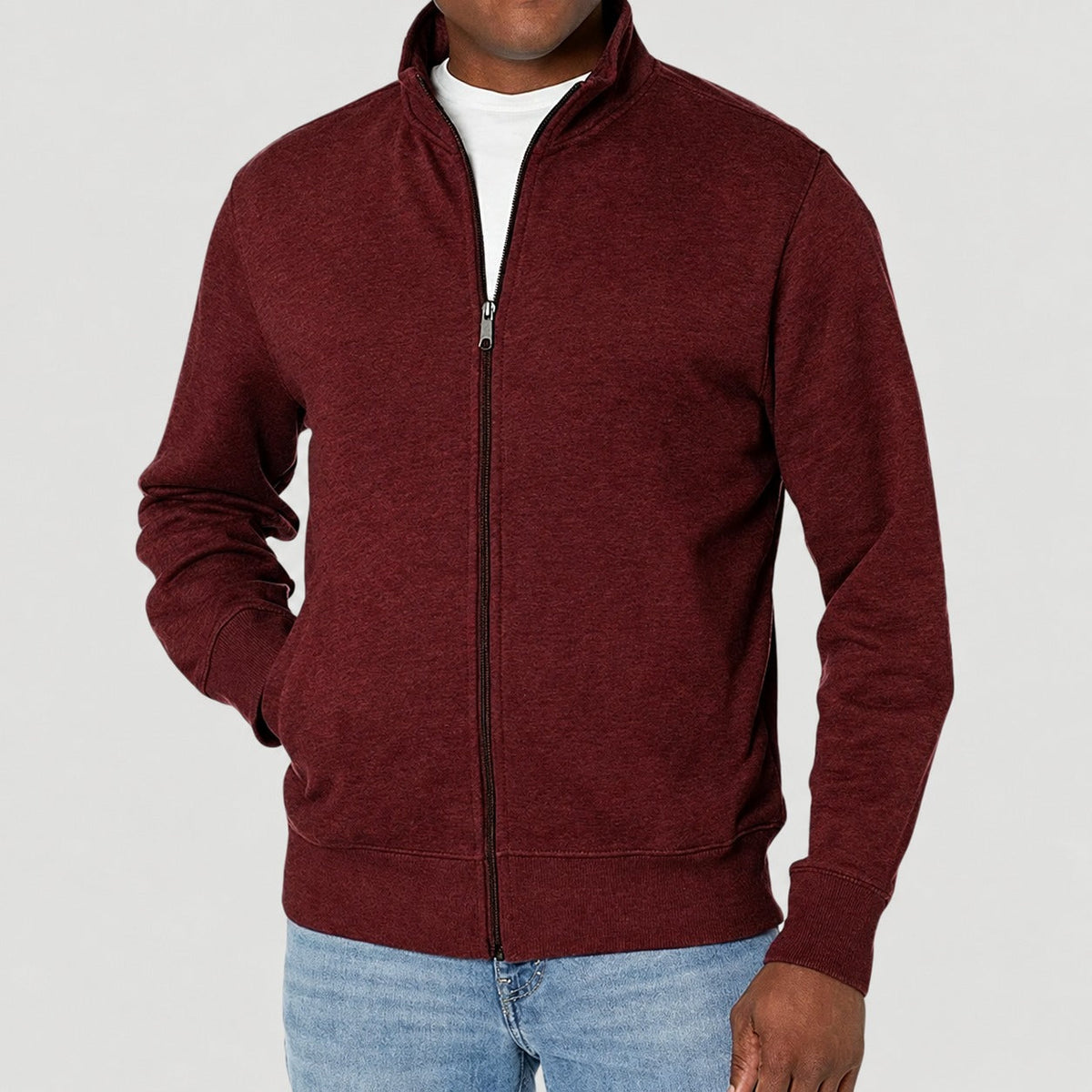 Men's Zip Jacket Casual with Stand-Up Collar - Regular Cut