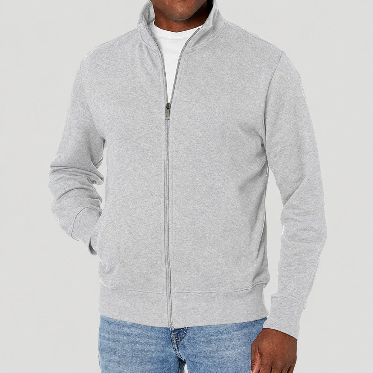 Men's Zip Jacket Casual with Stand-Up Collar - Regular Cut