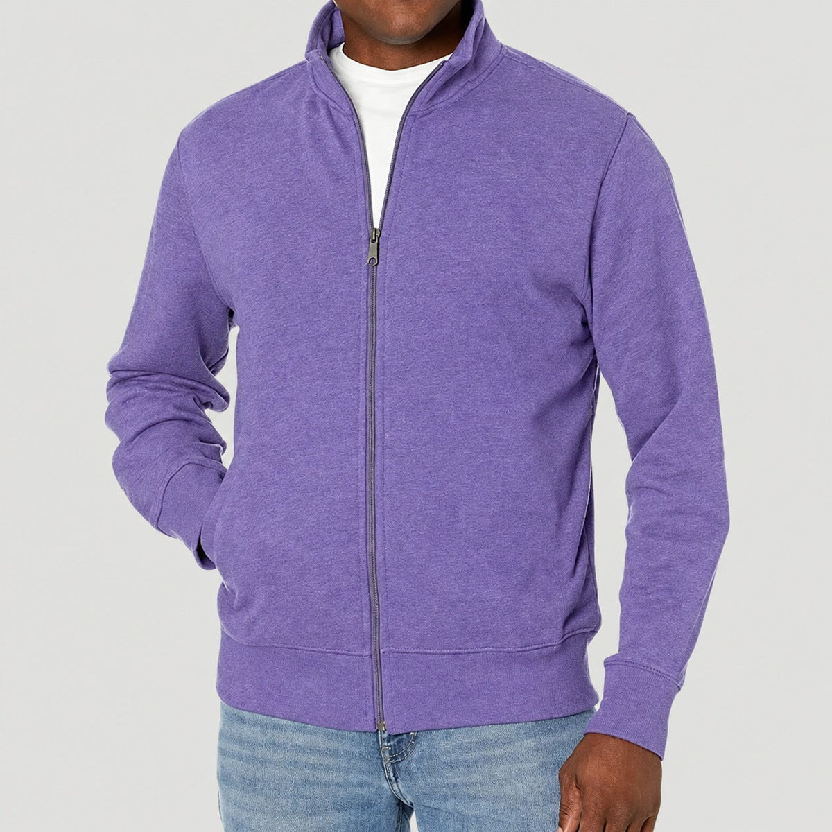 Men's Zip Jacket Casual with Stand-Up Collar - Regular Cut