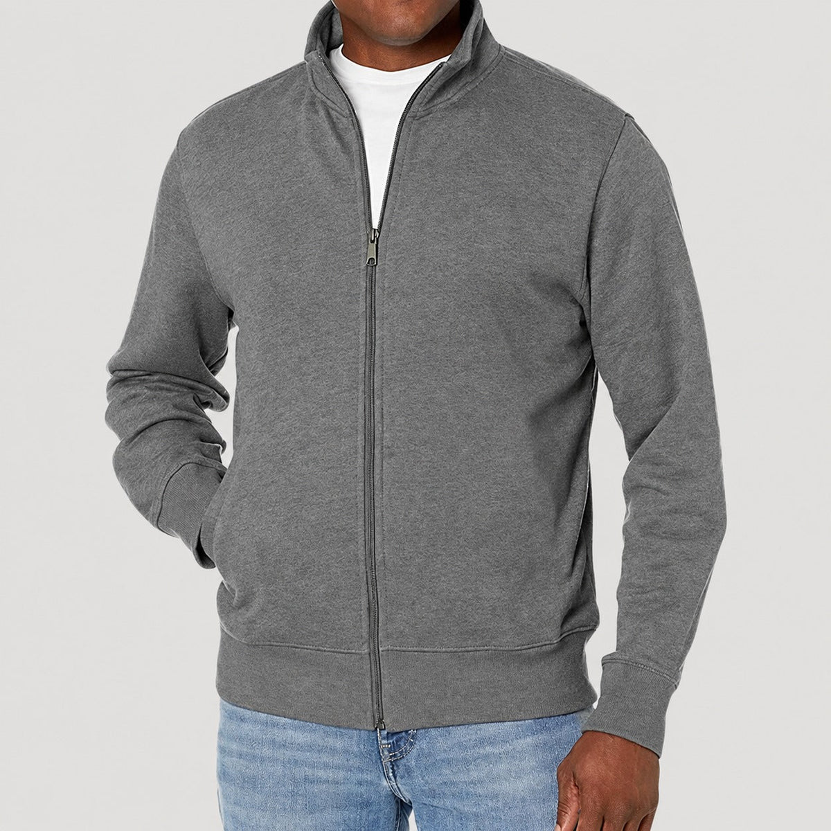 Men's Zip Jacket Casual with Stand-Up Collar - Regular Cut