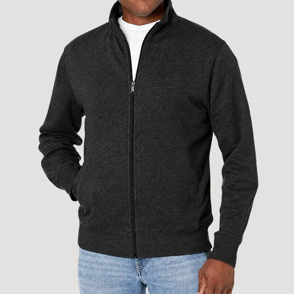 Men's Zip Jacket Casual with Stand-Up Collar - Regular Cut