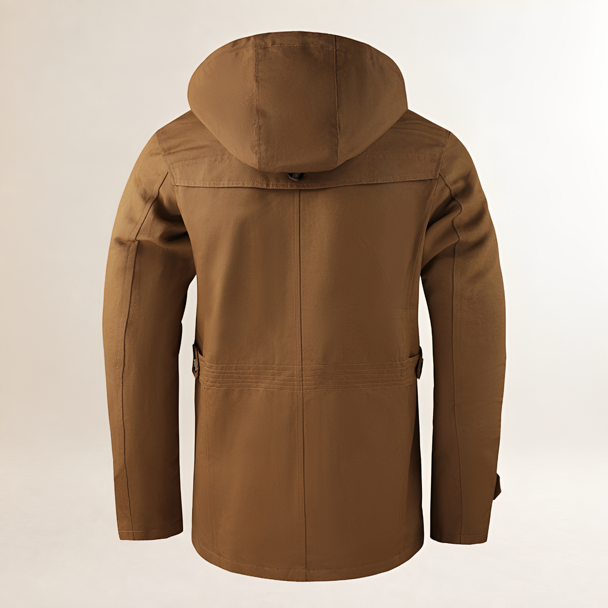 Men's Coat with Hood, Button Closure and Multiple Pockets - Long Sleeve, Regular Fit
