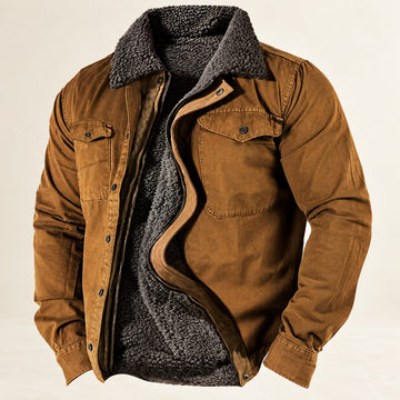 Men's Coat with Button Closure and Classic Collar - Long Sleeve, Practical Pockets