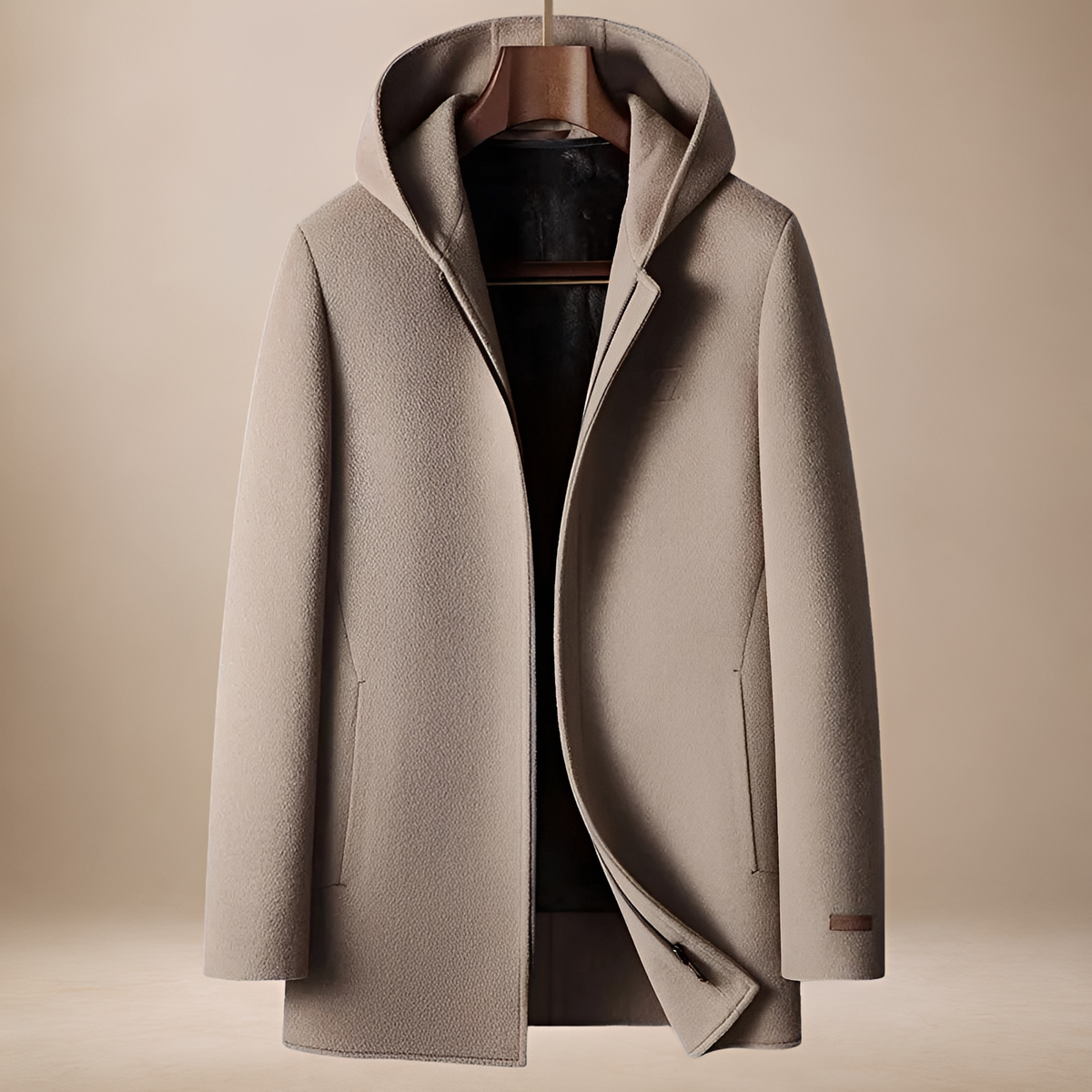 Men's short coat with hood and zipper - Timeless cut
