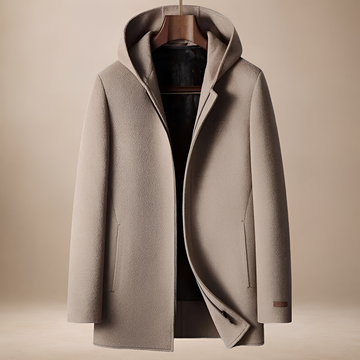 Men's short coat with hood and zipper - Timeless cut