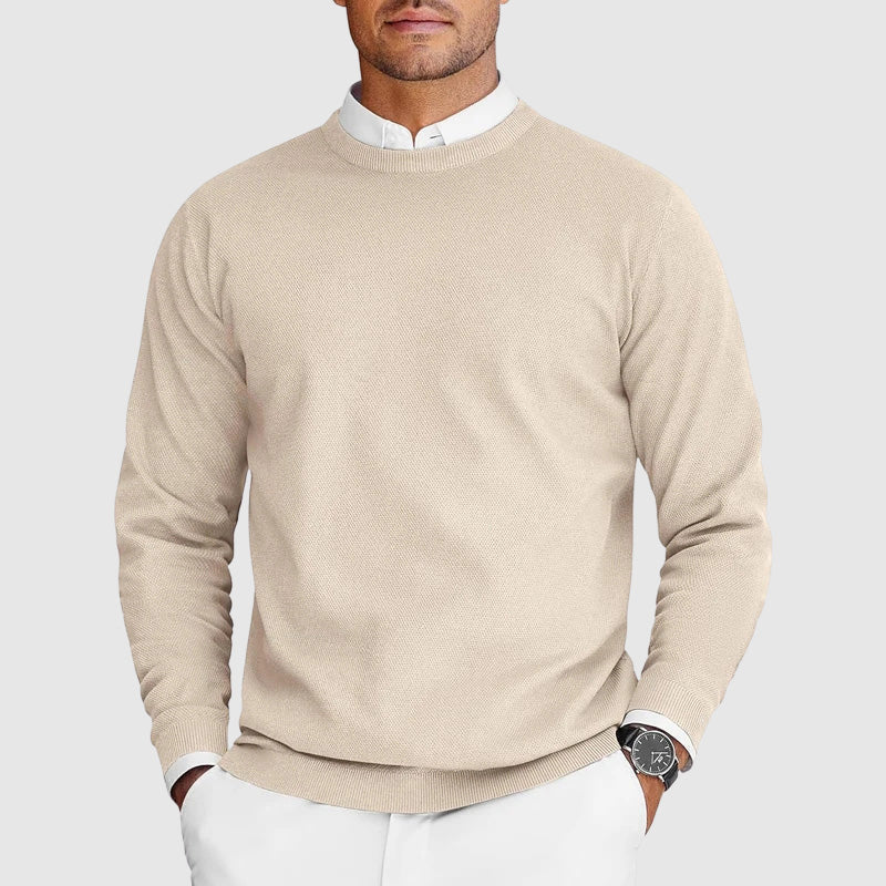 Men's Sweater with Crew Neck Textured Design Classic Cut