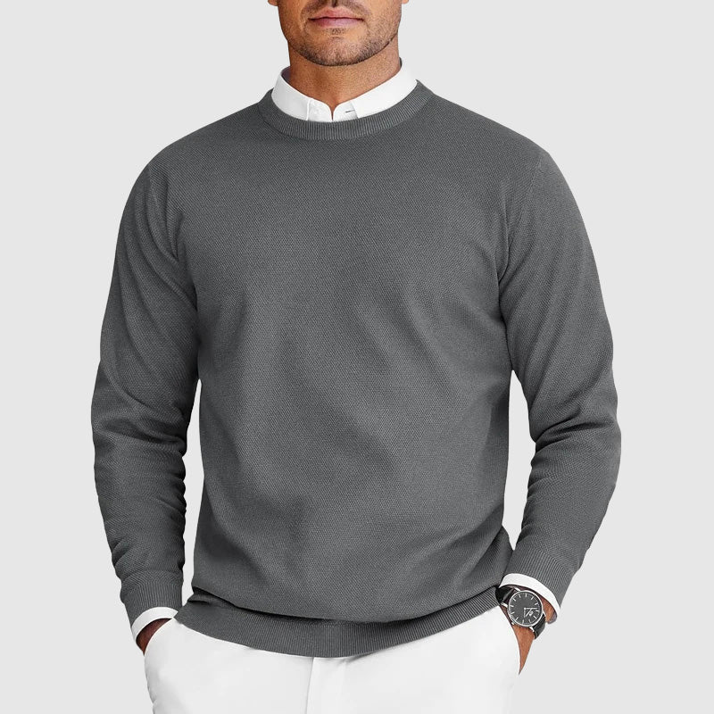 Men's Sweater with Crew Neck Textured Design Classic Cut