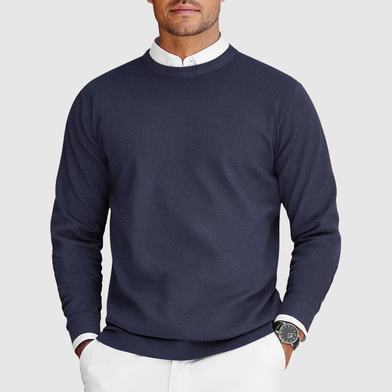 Men's Sweater with Crew Neck Textured Design Classic Cut
