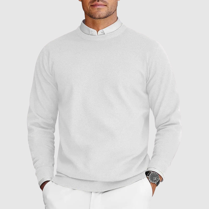 Men's Sweater with Crew Neck Textured Design Classic Cut
