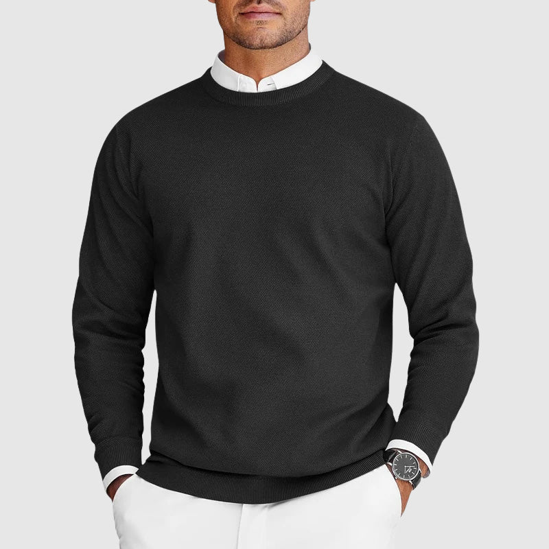 Men's Sweater with Crew Neck Textured Design Classic Cut