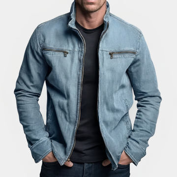 Men's zip jacket with stand-up collar and double chest pockets - Modern cut