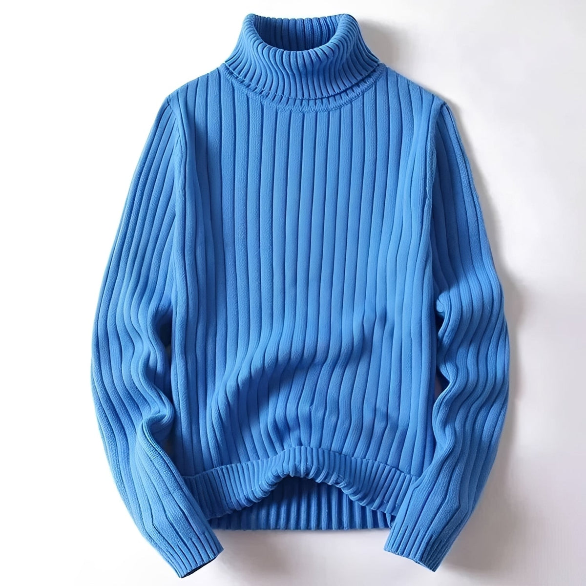 Men's Turtleneck Sweater with Ribbed Pattern - Regular Cut