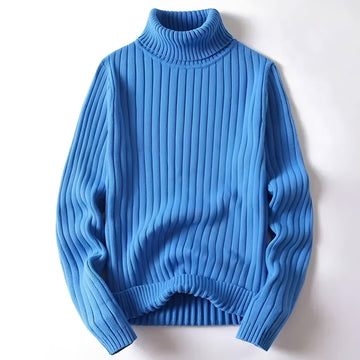 Men's Turtleneck Sweater with Ribbed Pattern - Regular Cut
