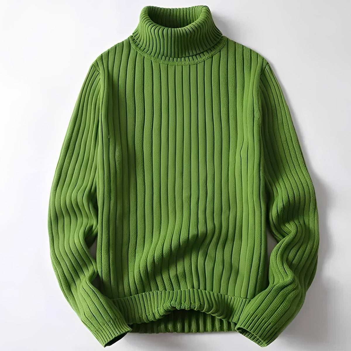 Men's Turtleneck Sweater with Ribbed Pattern - Regular Cut