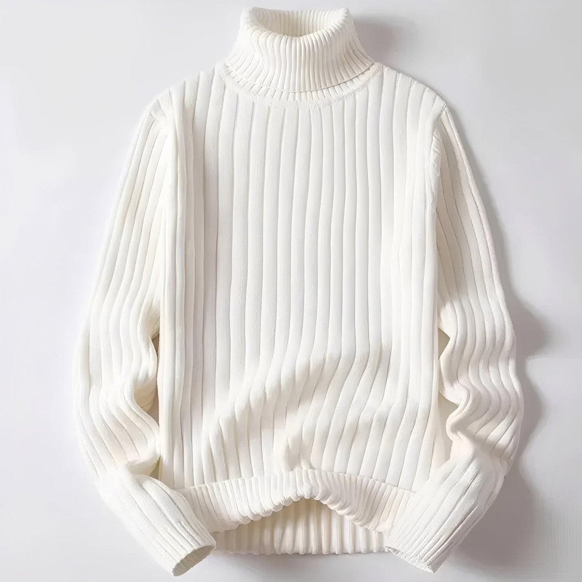 Men's Turtleneck Sweater with Ribbed Pattern - Regular Cut