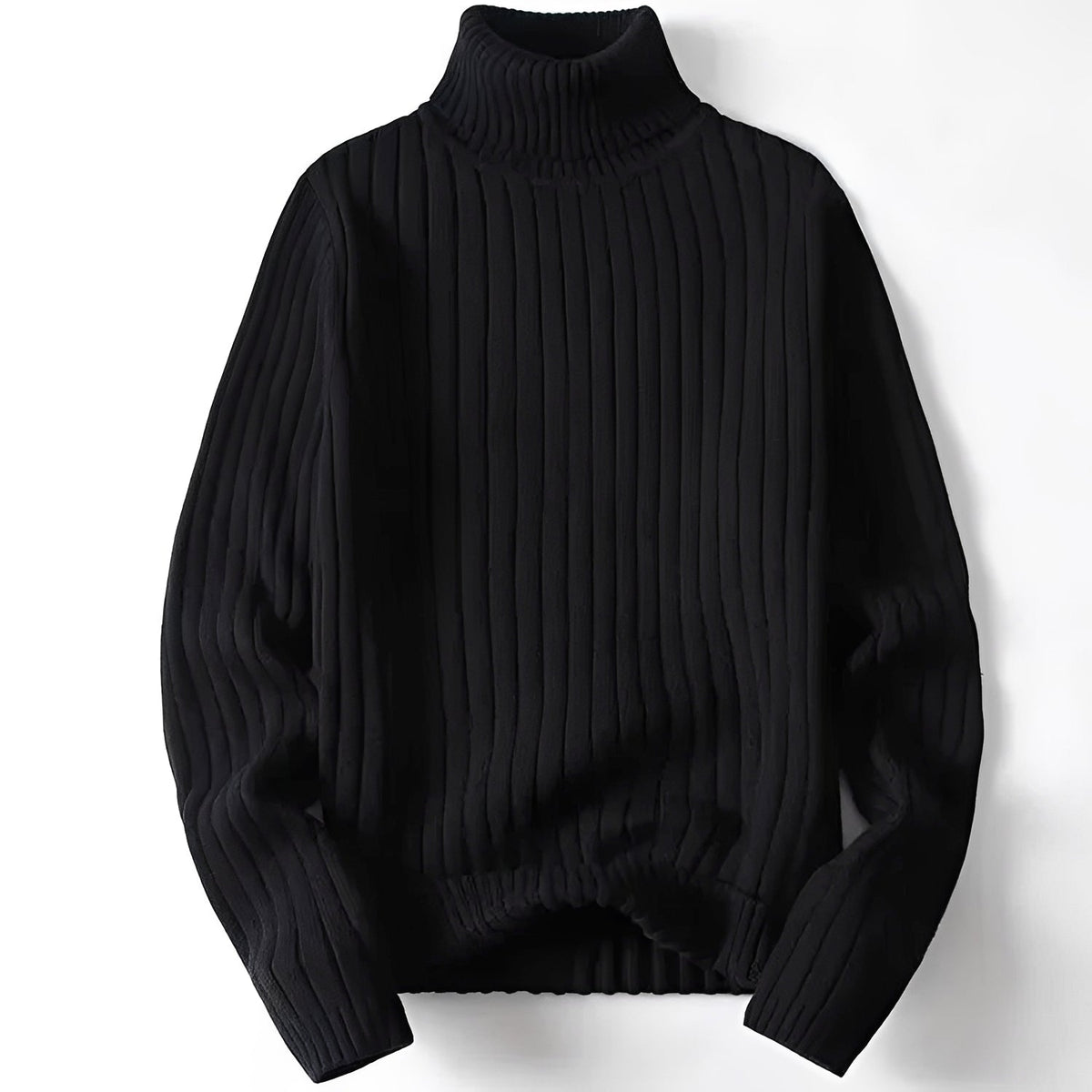 Men's Turtleneck Sweater with Ribbed Pattern - Regular Cut