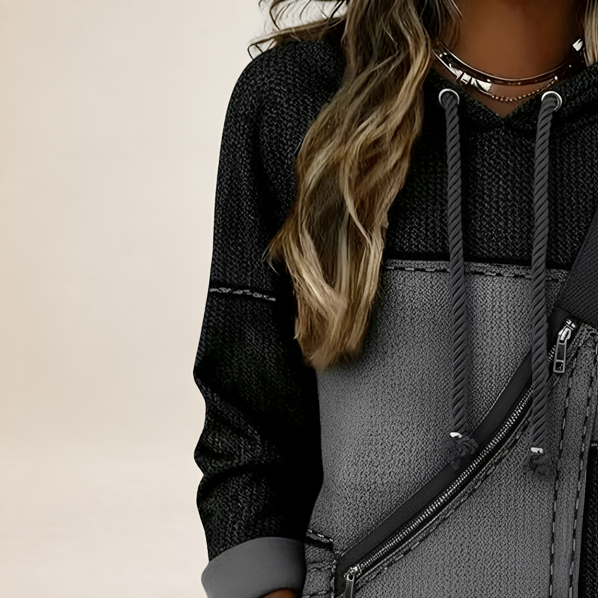 Hoodie for Women - Hooded Jacket with Zipper and Side Zip Pockets
