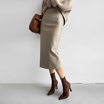 Midi Skirt Women High Waist Slim Fit Panel Design