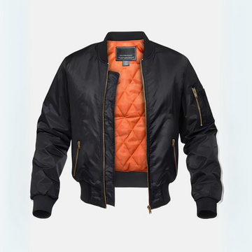 Men's Quilted Bomber Jacket - Zip, Ribbed Cuffs, Relaxed Fit