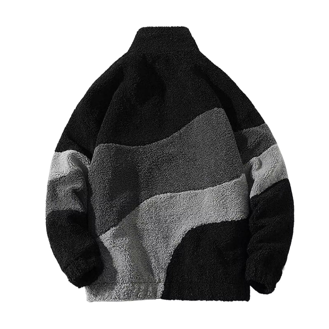 Women's zip jacket with stand-up collar and side pockets, color block design