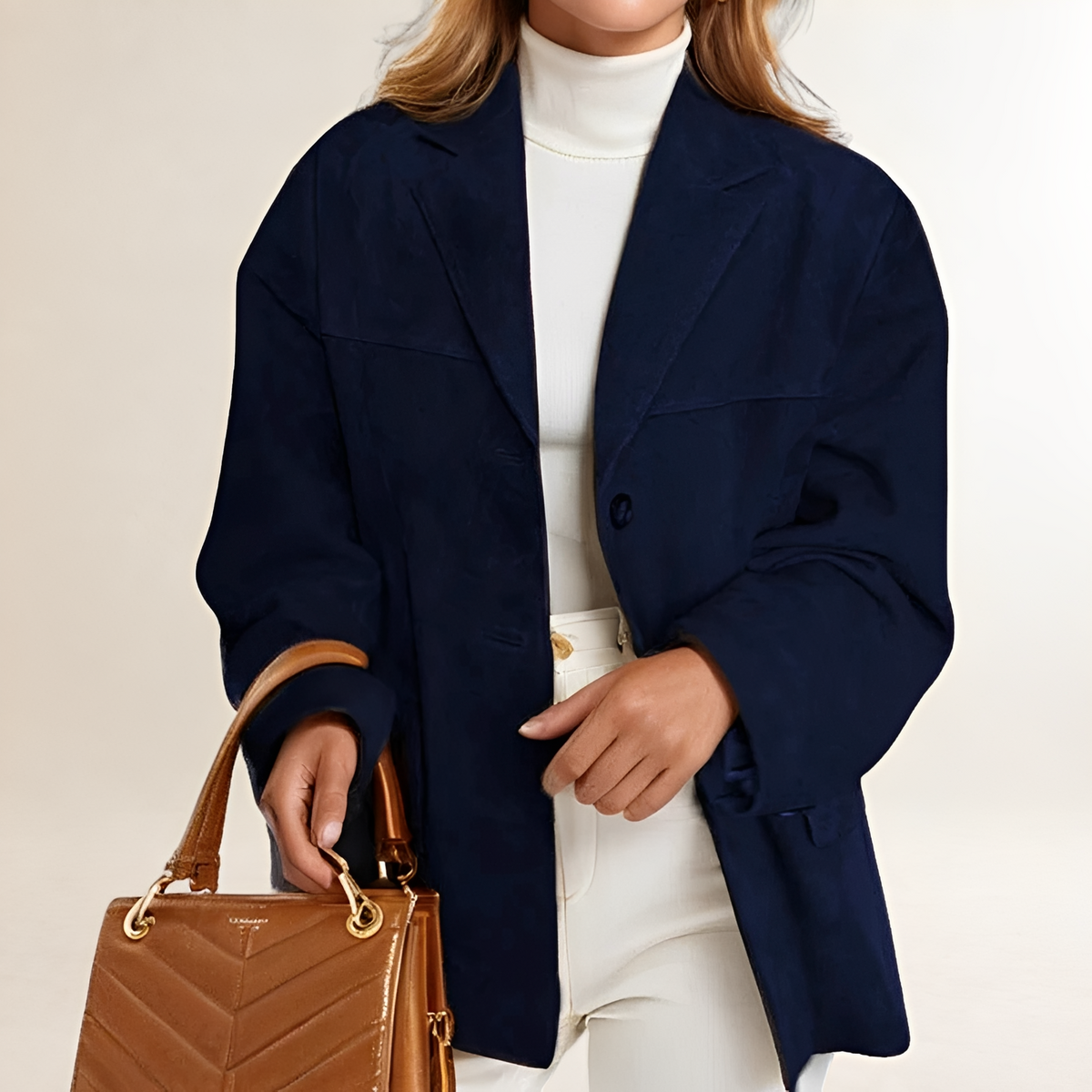 Fashion Jacket Blazer Women Button Closure Oversized Fit - Versatile Design