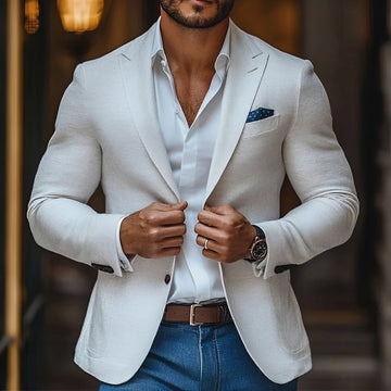 Men's Blazer with Peak Lapel and Two-Button Closure - Regular Fit