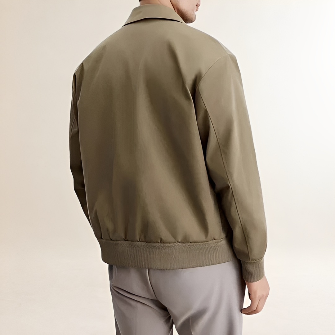 Men's Bomber Jacket with Snap Closure and Classic Collar - Relaxed Fit