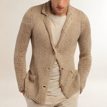 Men's Cardigan Blazer Style Lapel Pocket Regular Fit